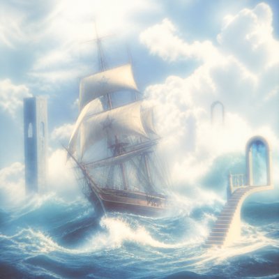 sailing ship on a stormy sea