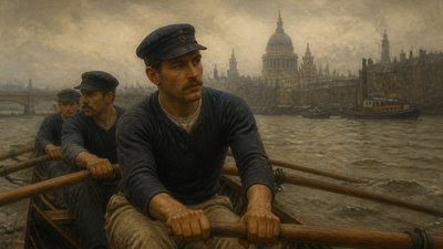 rowers close-up on the Thames river