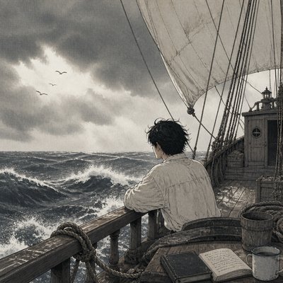 sailing ship on a stormy sea