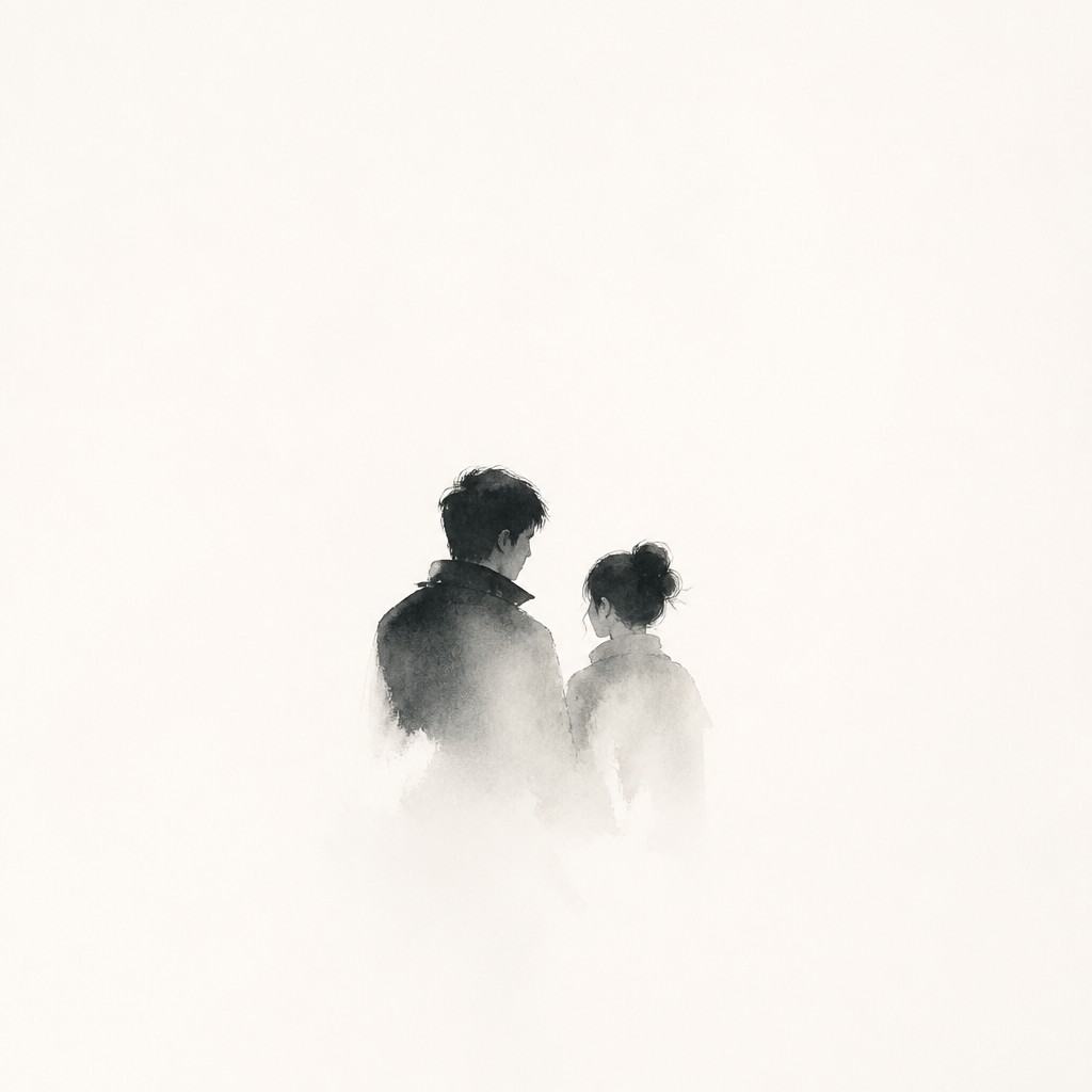 portrait of two people together — Negative Space Art Style