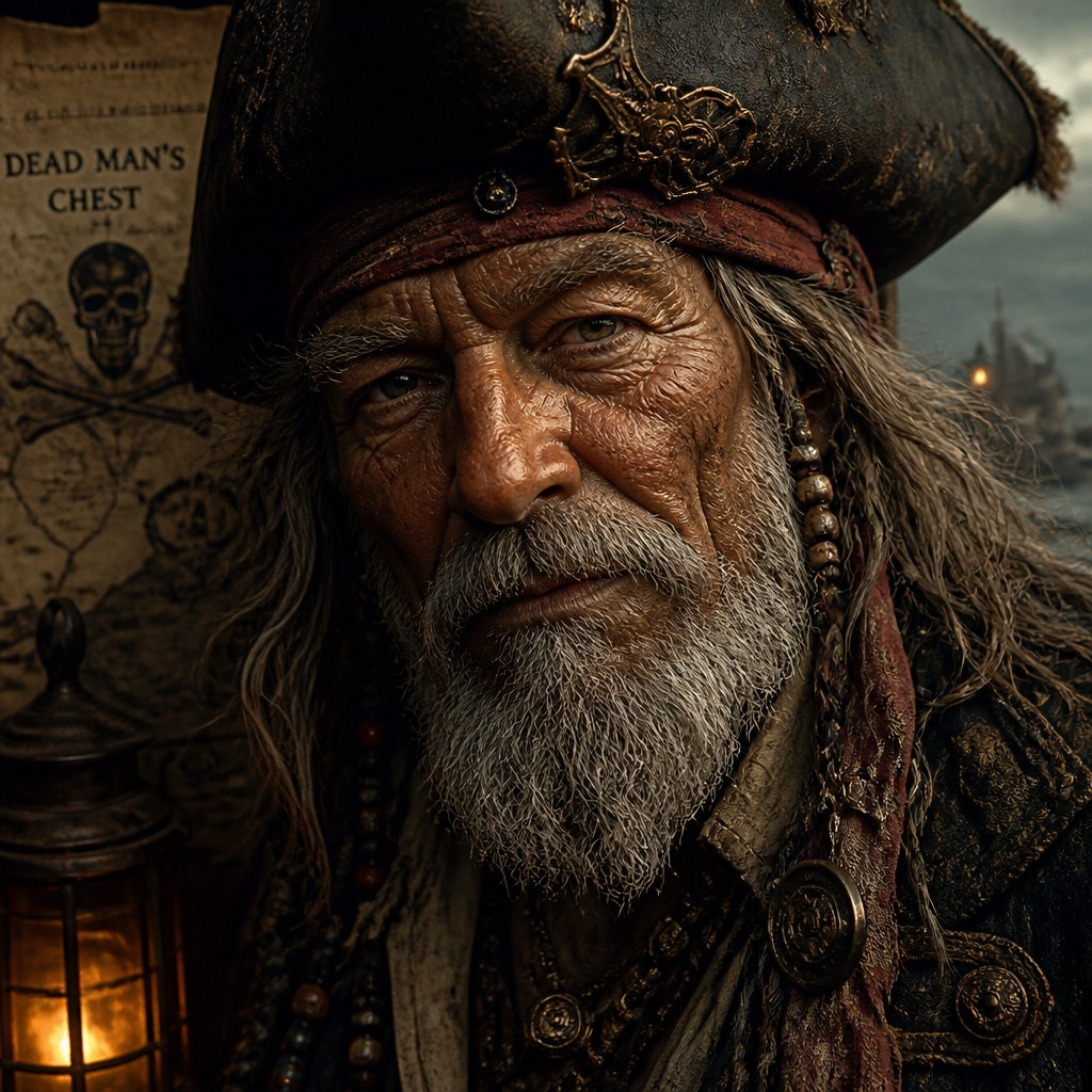 close-up portrait of an elderly person with expressive weathered features — Piratecore Aesthetic