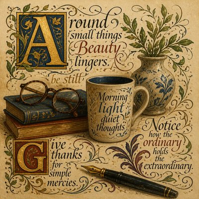 still life with everyday objects — Lettering Art Style