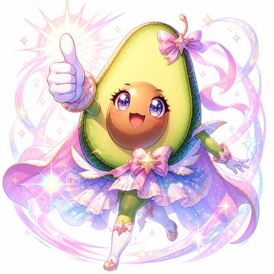 a happy avocado character giving a thumbs up, bold readable design on a plain background, no text
