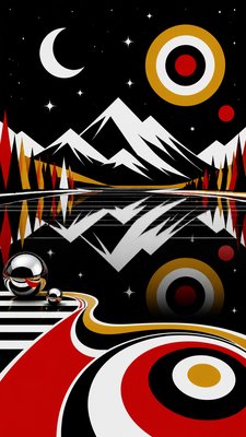 a tranquil mountain lake beneath a starry night sky, no people, no text