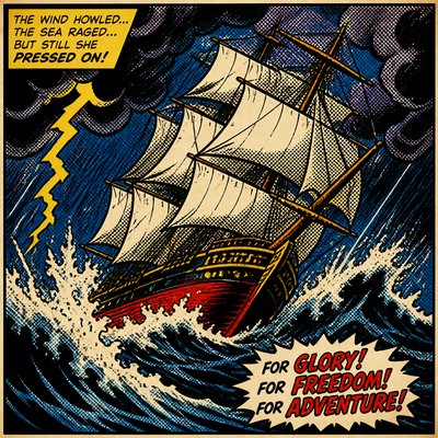 sailing ship on a stormy sea