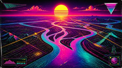 a wide river delta seen from above at sunset, no people