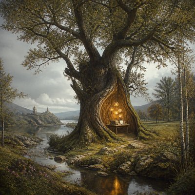 a tree in nature — Magical Realism Art Style
