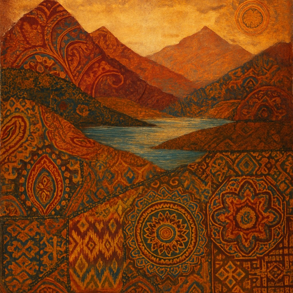 serene landscape with mountains and water