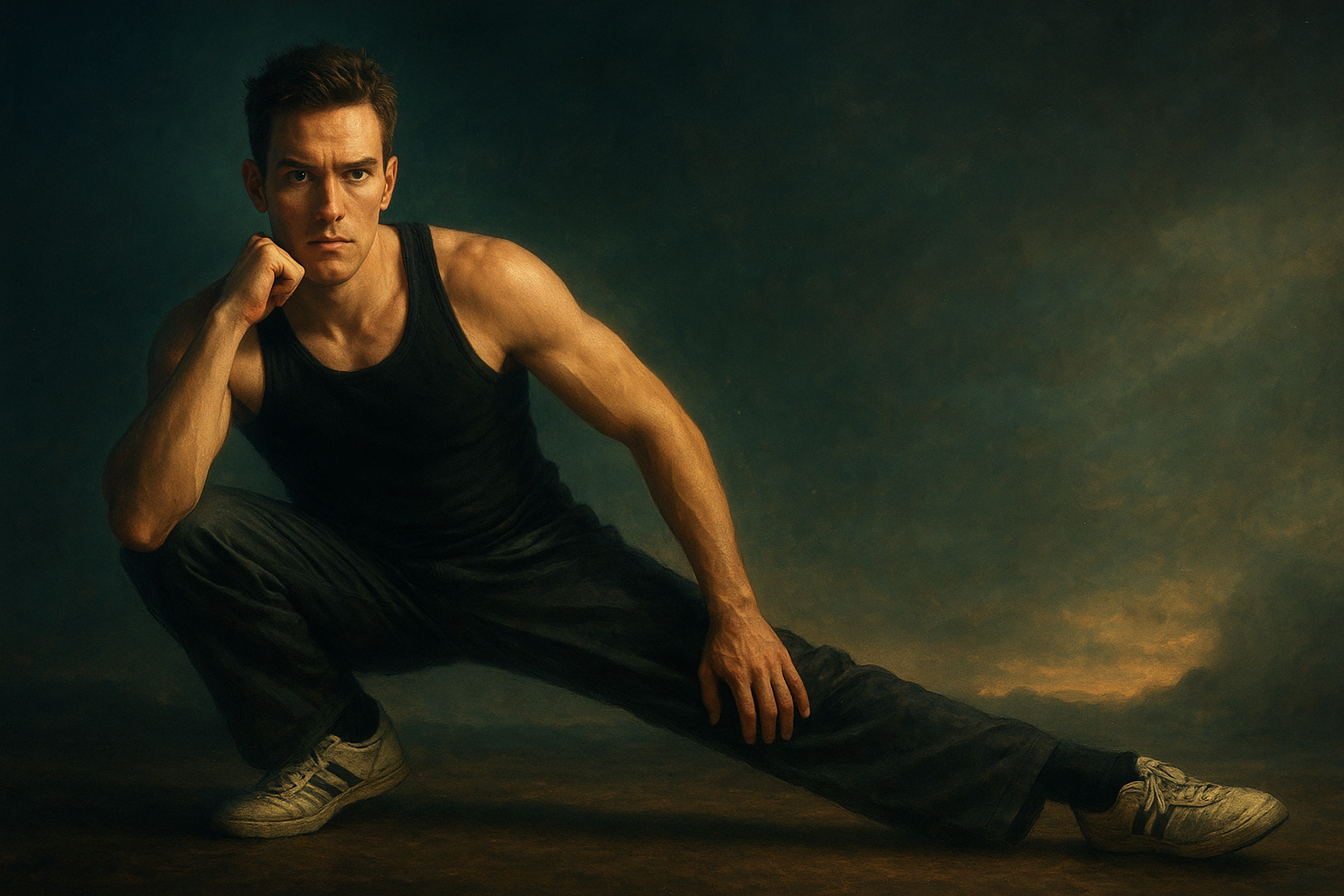 a painting of a man posing for a picture