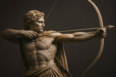 ancient greek archer shooting an arrow
