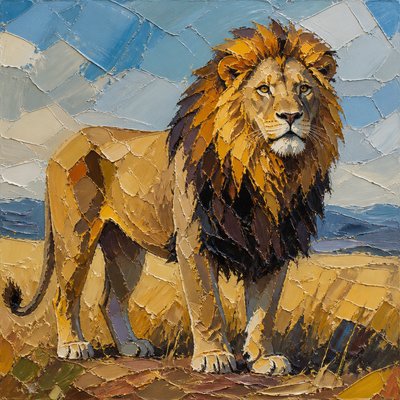 animal standing in natural pose — Palette Knife Painting Style