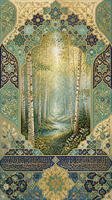 a serene birch forest in soft morning light, no people, no text