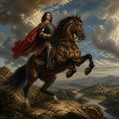 wide landscape with natural scenery — Equestrian Portrait Art Style
