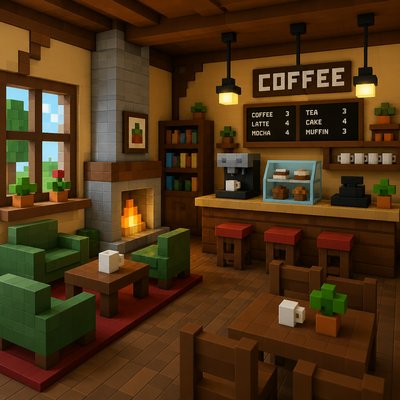cozy cafe interior with warm lighting