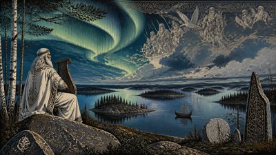 sweeping panoramic landscape with a dramatic sky