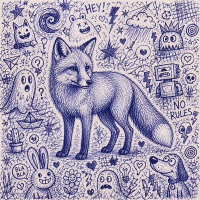 animal standing in natural pose — Doodle Art Style