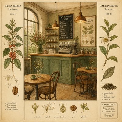cozy cafe interior with warm lighting