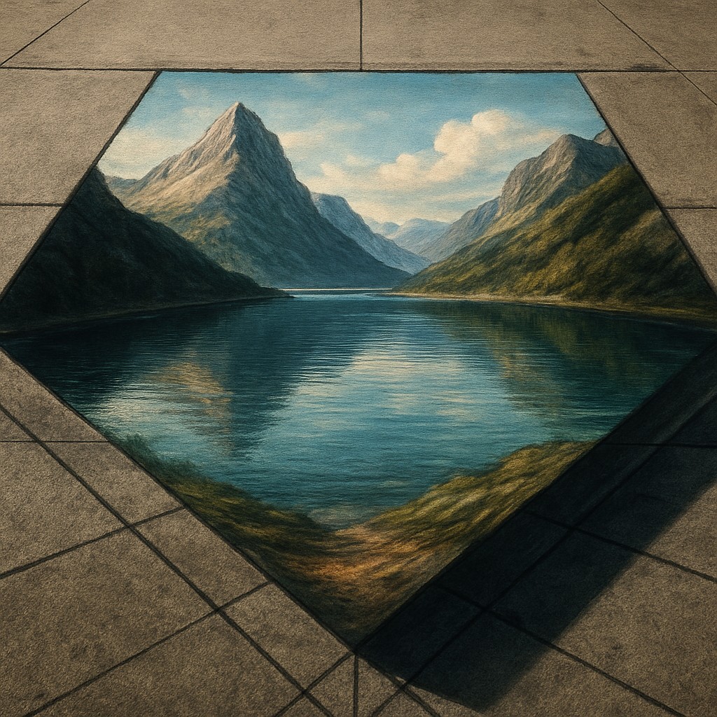 serene landscape with mountains and water