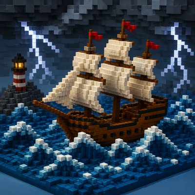 sailing ship on a stormy sea