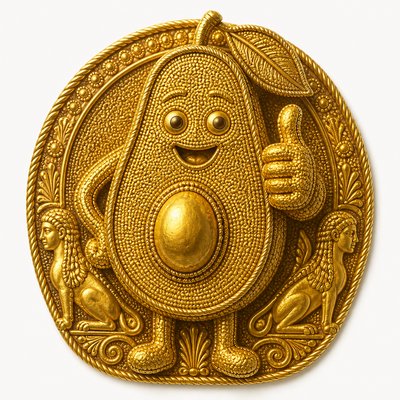 a happy avocado character giving a thumbs up, bold readable design on a plain background, no text
