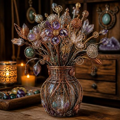 bouquet of flowers in a glass vase