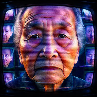 close-up portrait of an elderly person with expressive weathered features