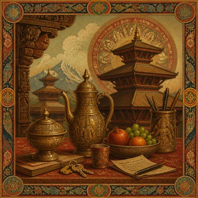 still life with everyday objects — Nepali Art Style