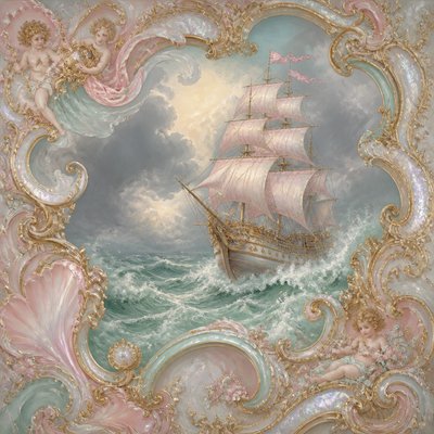 sailing ship on a stormy sea