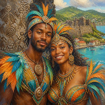 portrait of two people together — Saint Vincent Art Style