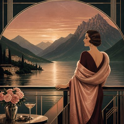 serene landscape with mountains and water