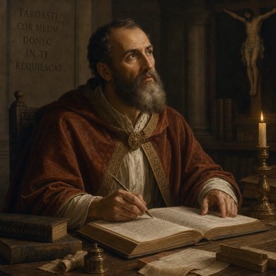 Augustine of Hippo writing his Confessions biography