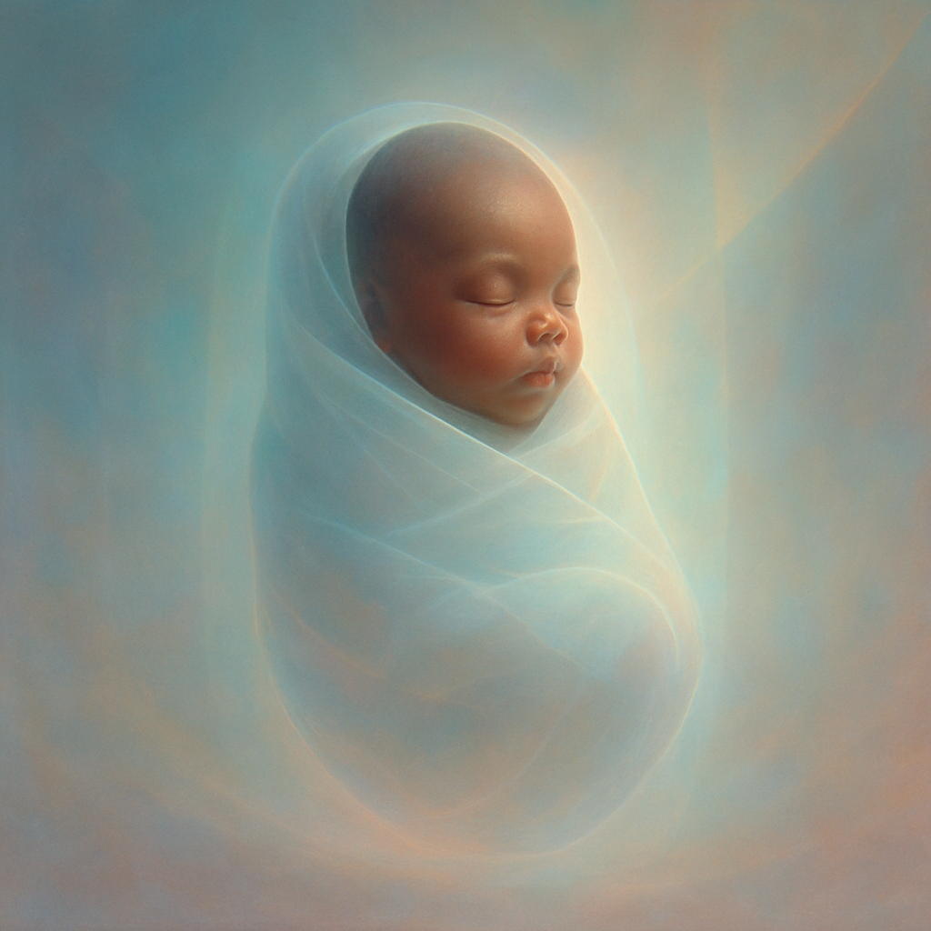 brown skinned Baby in swaddling cloths