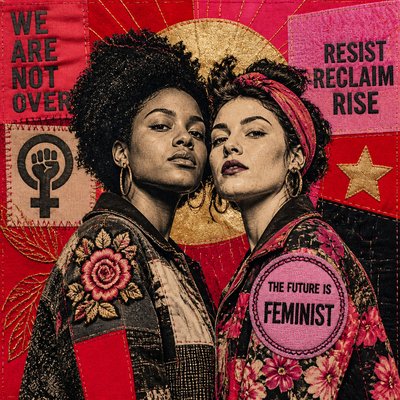 portrait of two people together — Feminist Art Style