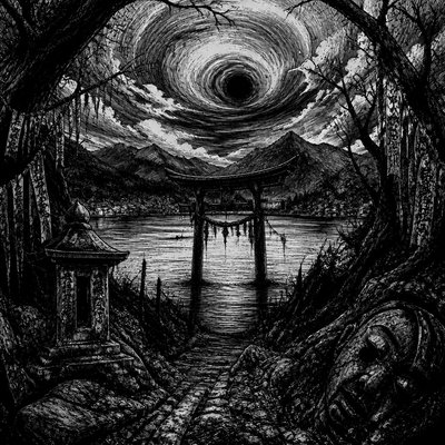 wide landscape with natural scenery — Horror Manga Art Style