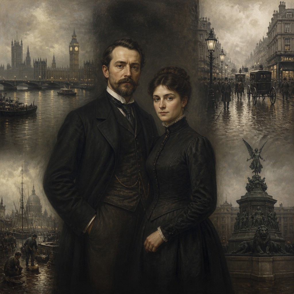 portrait of two people together — London Art Style