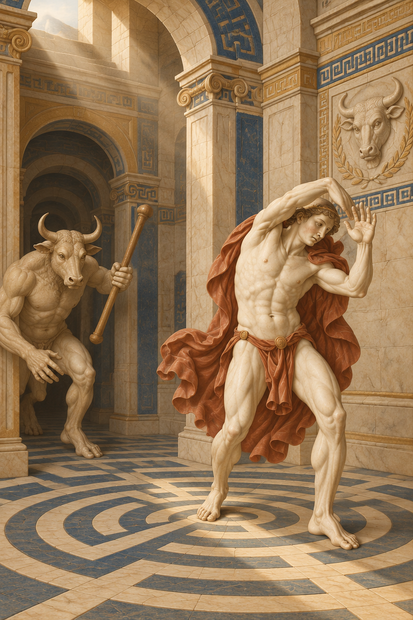 a painting of a man being attacked by a demon