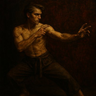 a painting of a man with no shirt on