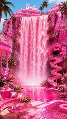 towering waterfall cascading down a cliff