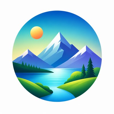 wide landscape with natural scenery — Gradient Icon Design