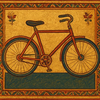 bicyle resting against a wall