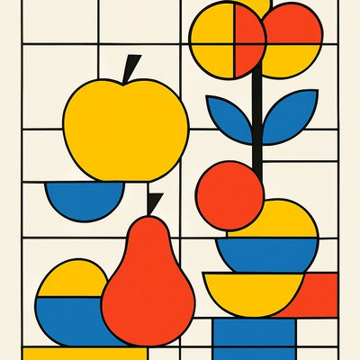 still life arrangement of fruits and flowers