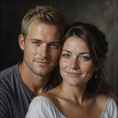 portrait of two people together — Photorealistic Figurative Art Style