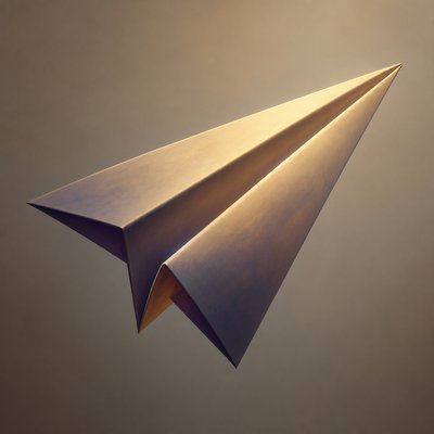 a paper plane, clean minimal composition on a plain background, no text
