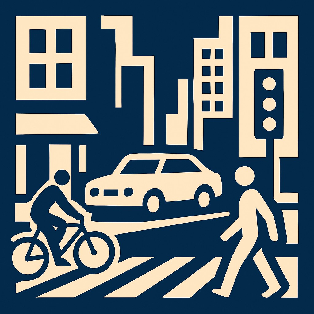 urban street with city activity