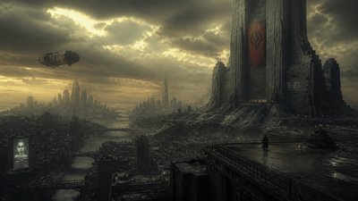 sweeping panoramic landscape with a dramatic sky