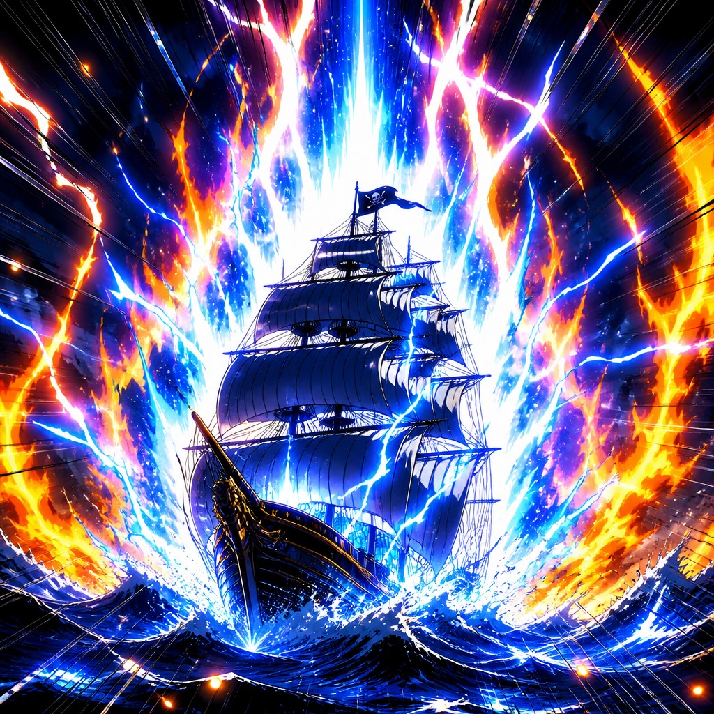 sailing ship on a stormy sea