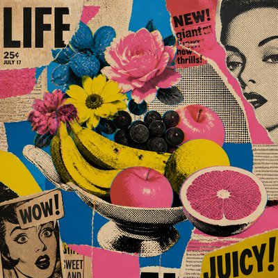 still life arrangement of fruits and flowers