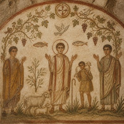 wide landscape with natural scenery — Early Christian Art Style