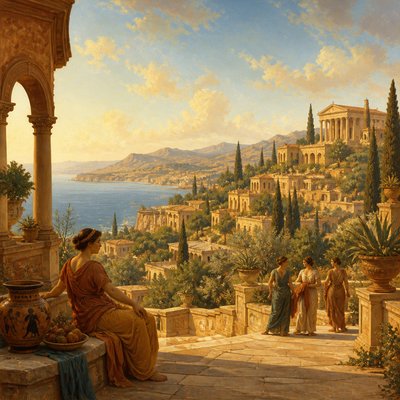 wide landscape with natural scenery — Italian Art Style
