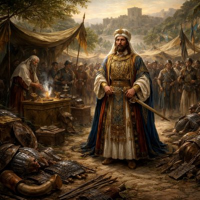“So in the seventh month of the hundred and sixtieth year, at the feast of the tabernacles, Jonathan put on the holy robe, and gathered together forces, and provided much armour.” (1 Maccabees 10:21, KJVA)
